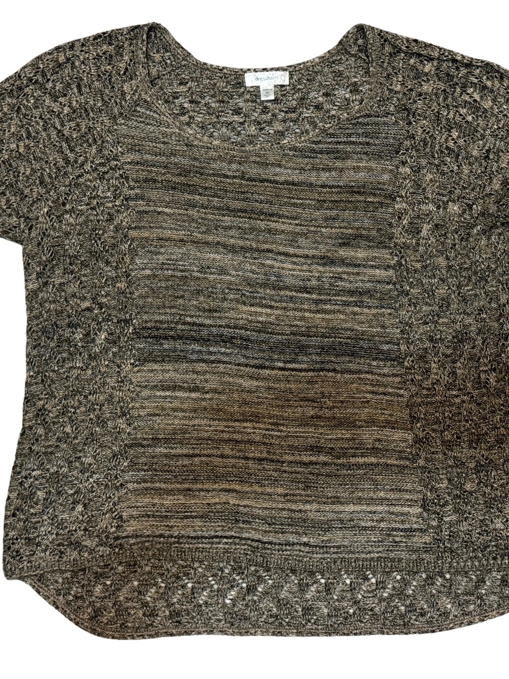dressbarn Brown Heather Short-Sleeve Crew Sweater